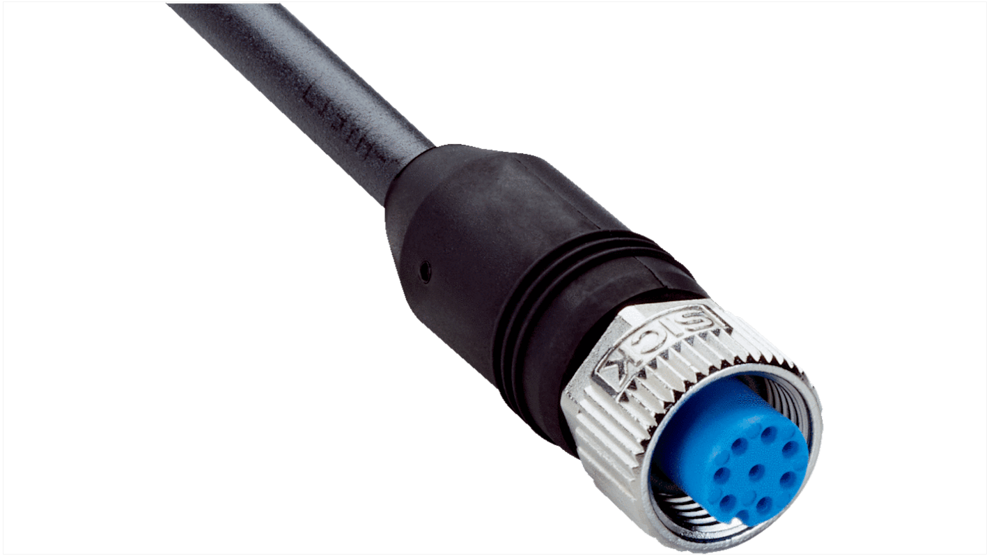 Sick Straight Female 8 way M12 to Connector & Cable, 7.5m