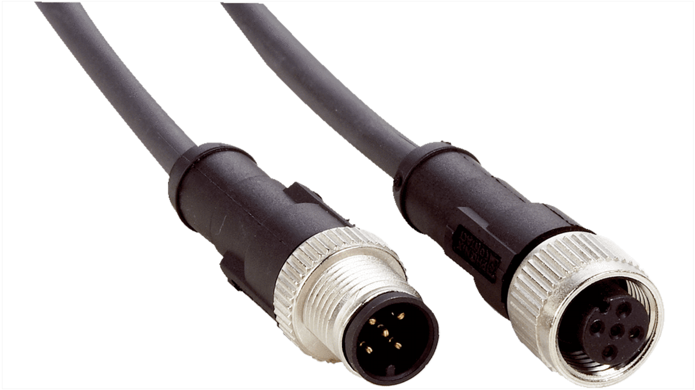 SICK Straight Female 5 way M12 to Straight Male 5 way M12 Connector & Cable, 5m