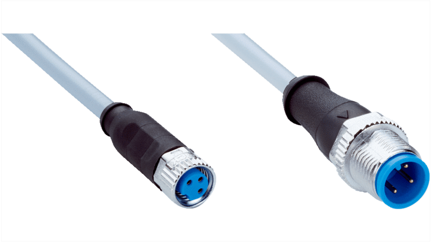 SICK Straight Female 3 way M8 to Straight Male 3 way M12 Connector & Cable, 10m