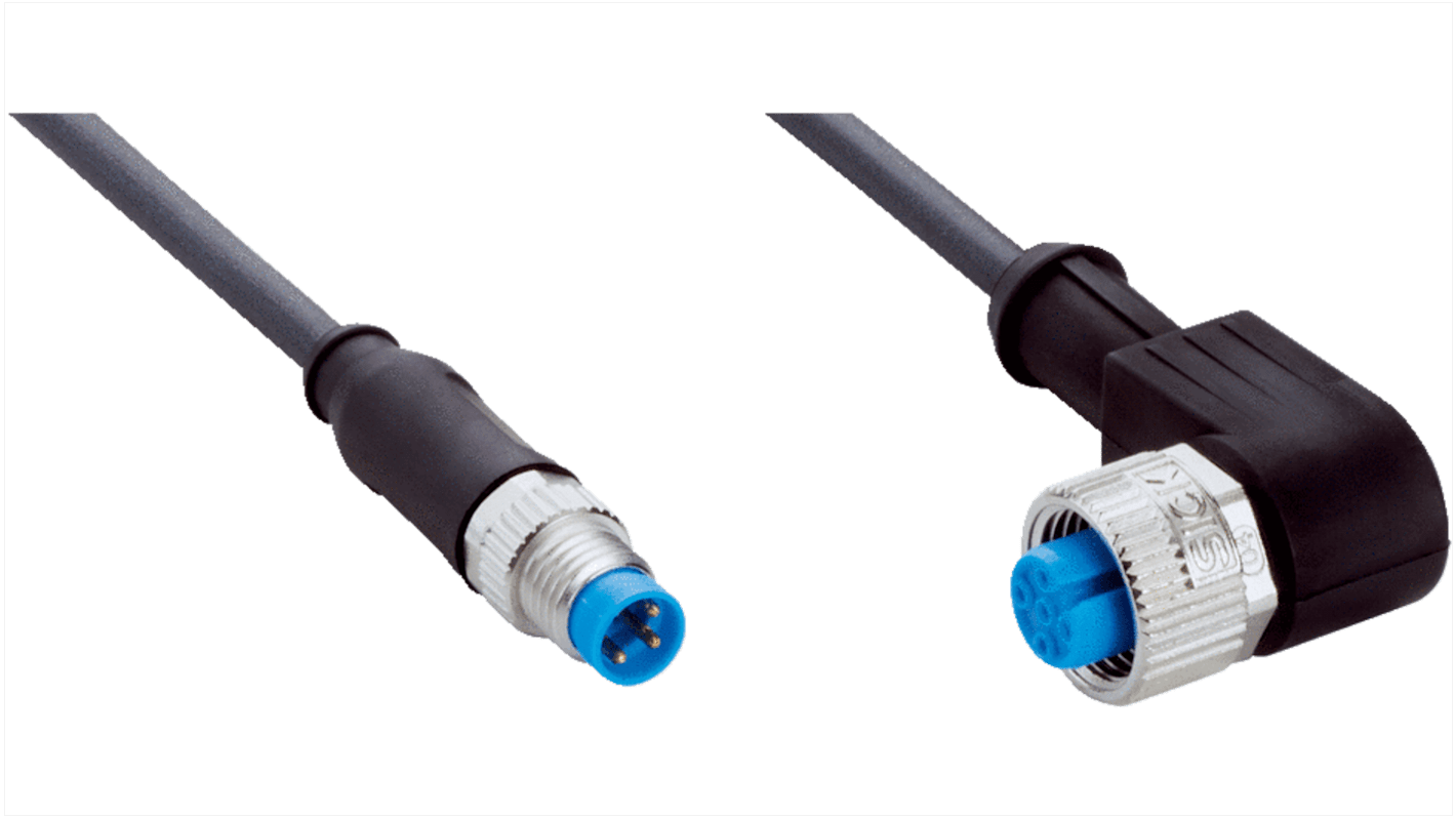 Złącze i kabel ze złączem Złącze M12 liczba rdzeni 3 długość 2m Rodzaj A Żeńskie Złącze B M8