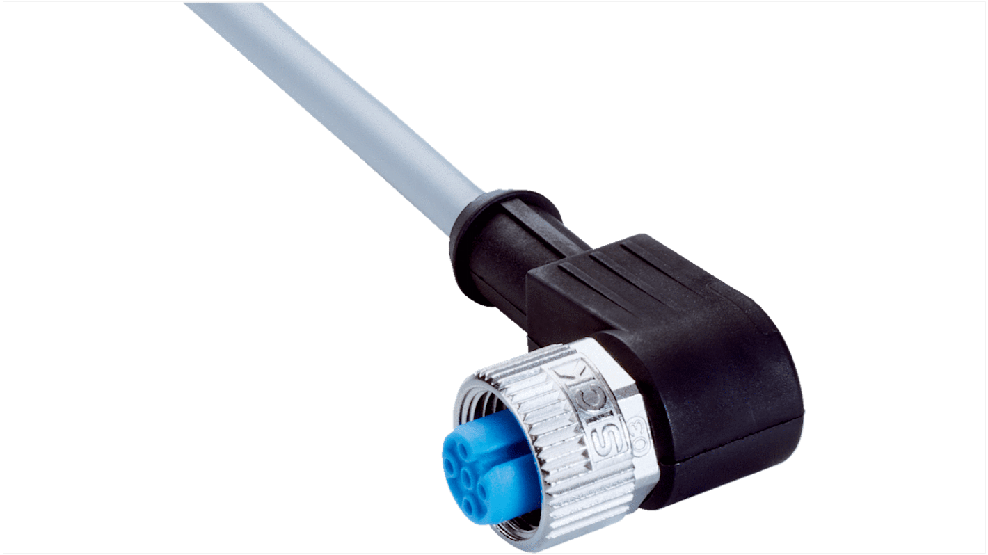 Sick Right Angle Female 4 way M12 to Connector & Cable, 3m