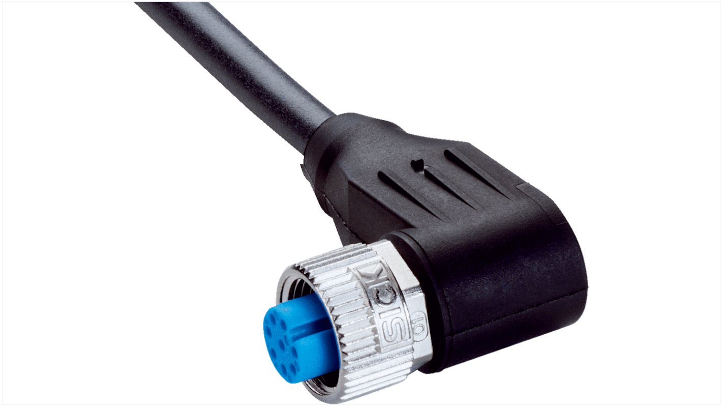 Sick Right Angle Female 8 way M12 to Connector & Cable, 2m