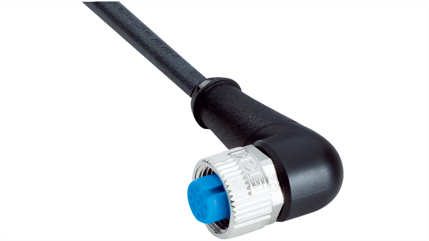 Sick Right Angle Female 4 way M12 to Connector & Cable, 1.5m