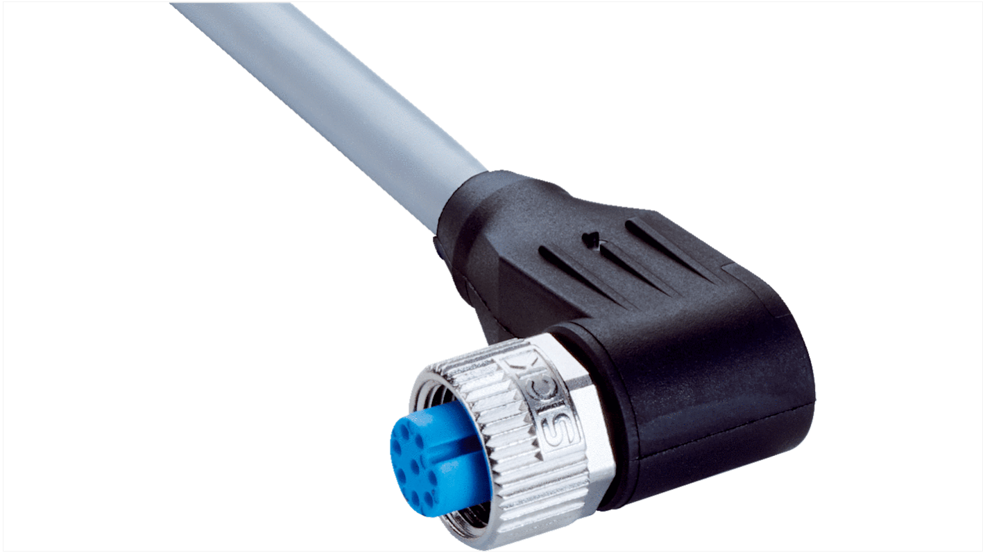 Sick Right Angle Female 8 way M12 to Connector & Cable, 25m