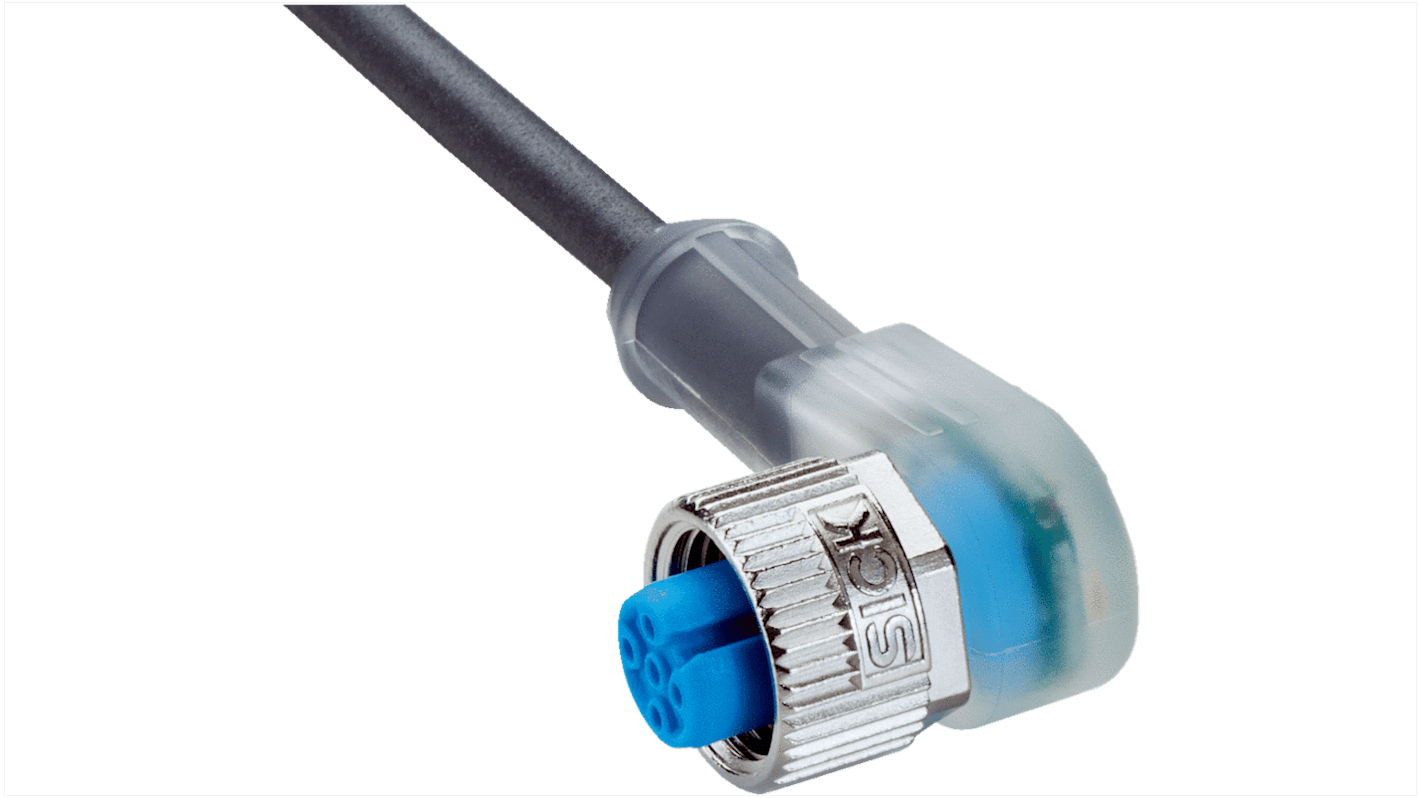 Sick Right Angle Female 4 way M12 to Connector & Cable, 25m