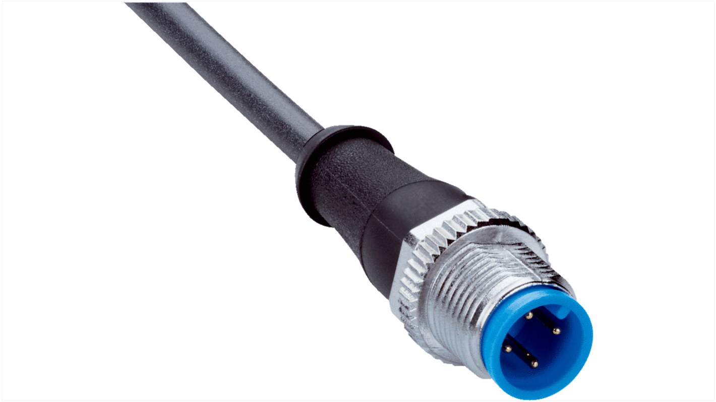 Sick Straight Male 4 way M12 to Connector & Cable, 1m