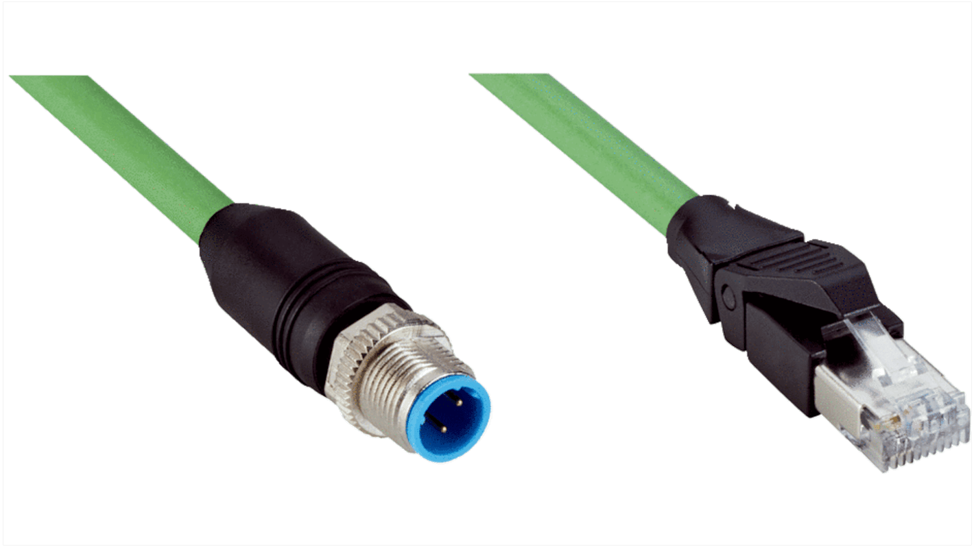 Sick Straight Male 4 way M12 to Straight Male 4 way RJ45 Connector & Cable, 500mm