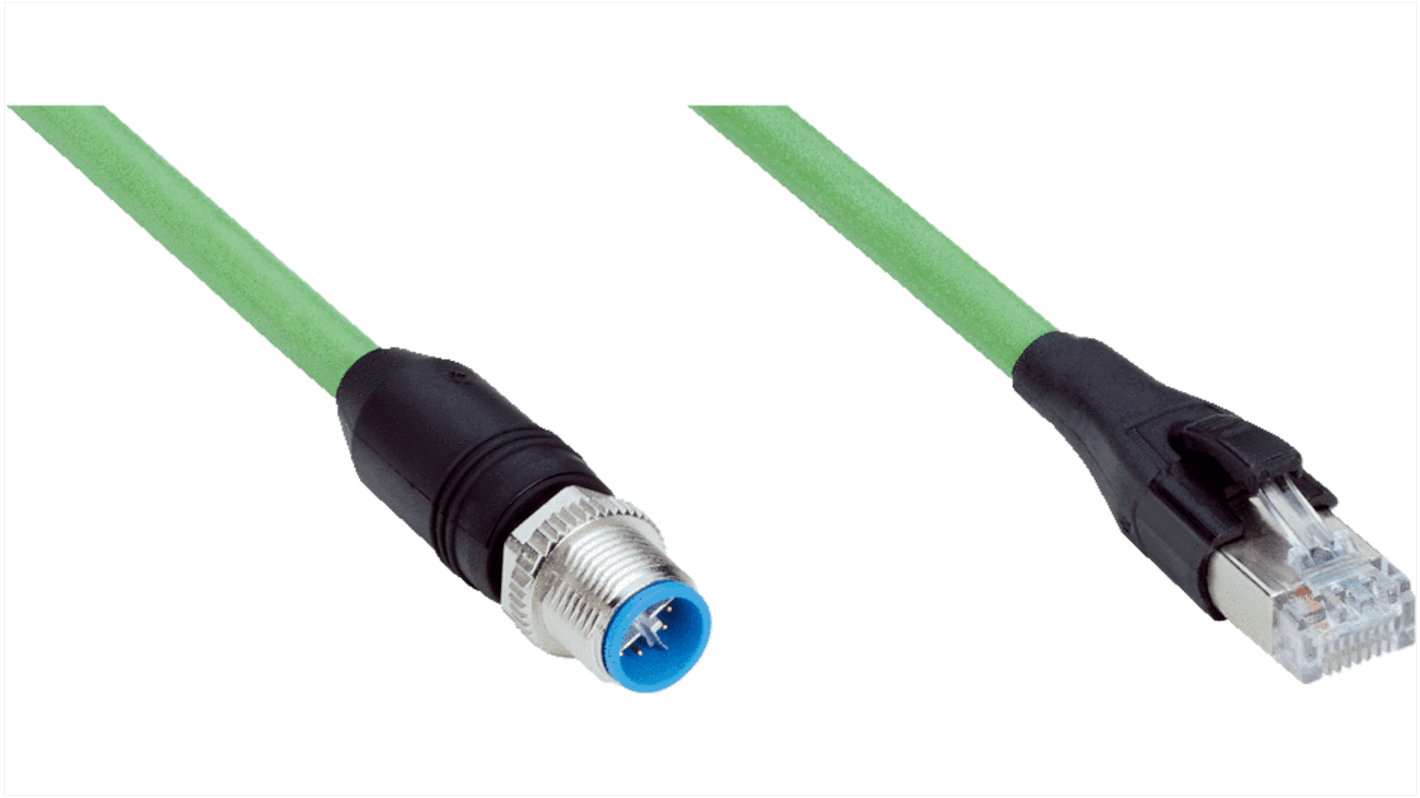 Sick Straight Male 8 way M12 to Straight Male 8 way RJ45 Connector & Cable, 500mm