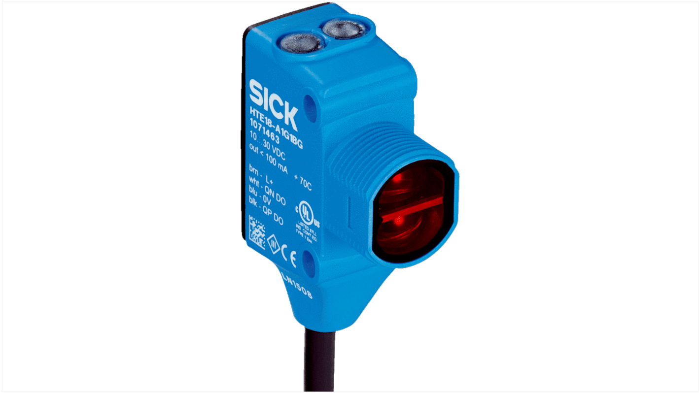 Rs-Online Sensore fotoelettrico Rettangolare SICK Soppressione di sfondo rilevamento 300 mm uscita PNP / NPN