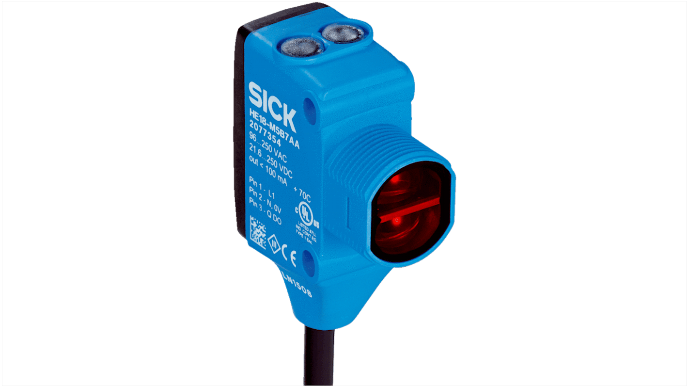 Rs-Online Sensore fotoelettrico Rettangolare SICK Soppressione di sfondo rilevamento 300 mm uscita MOSFET