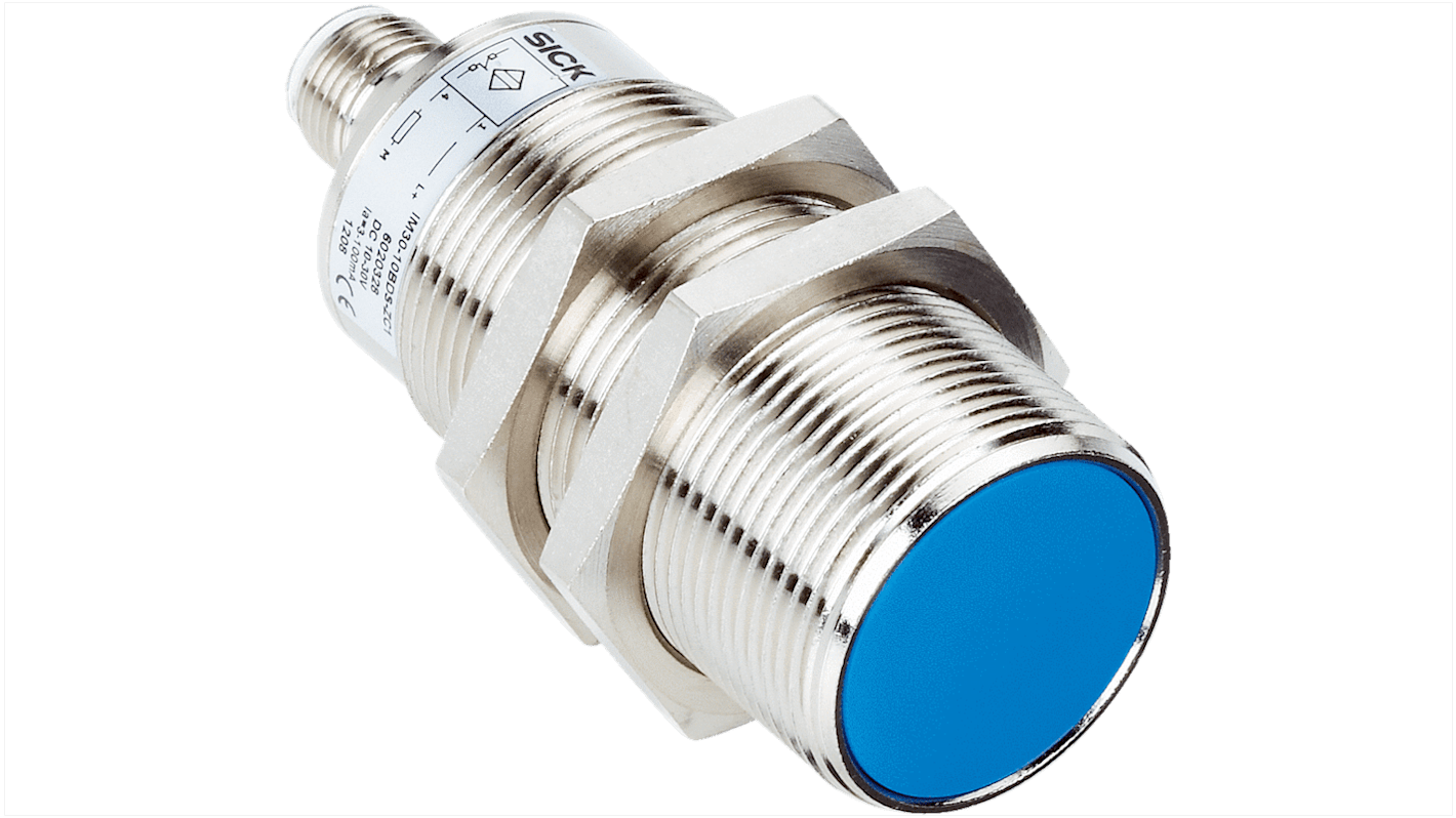 Sensor inductivo Sick, M30 x 1.5, alcance 15 mm, 10 → 30 V dc, IP67, 500Hz