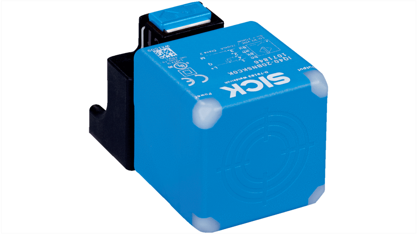 Sick IQ40 Series Inductive Rectangular-Style Inductive Proximity Sensor, 20 mm Detection, NPN Output, 10 → 30 V