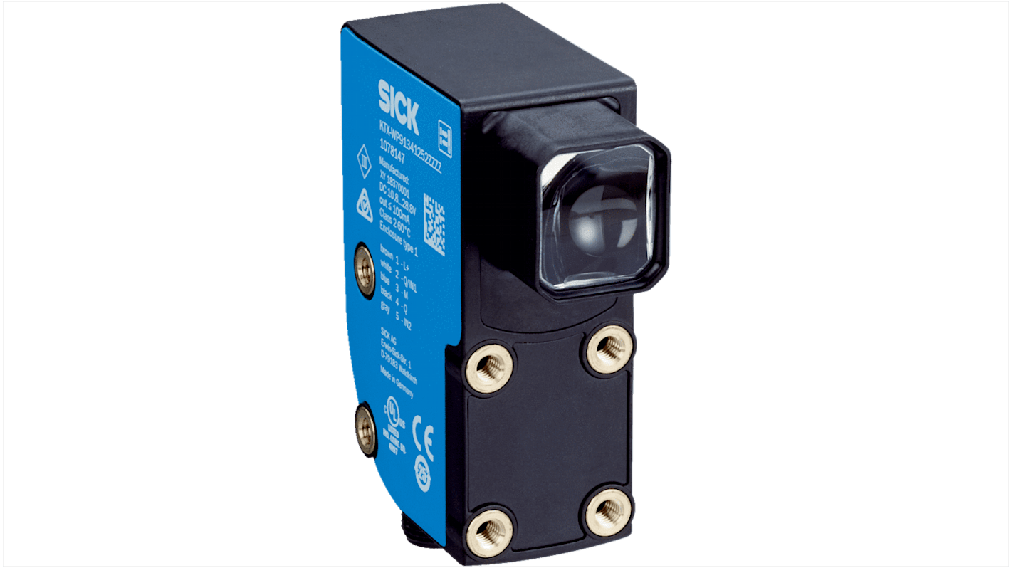 SICK Contrast Sensors 40 mm, RGB LED, PNP, 100 mA, 10.8 → 28.8 V dc, IP67