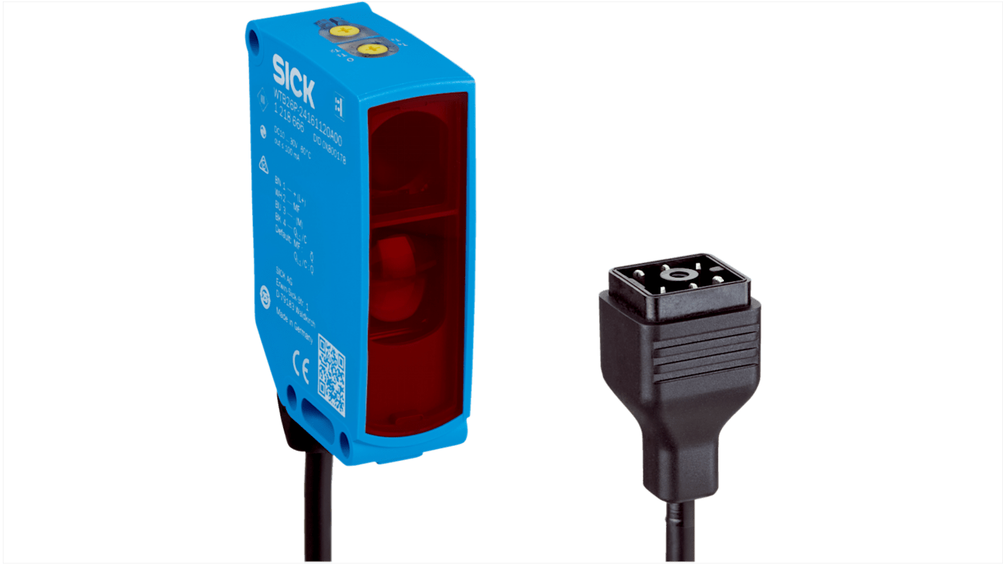 Rs-Online Sensore fotoelettrico Rettangolare SICK Soppressione di sfondo rilevamento 1600 mm uscita PNP / NPN