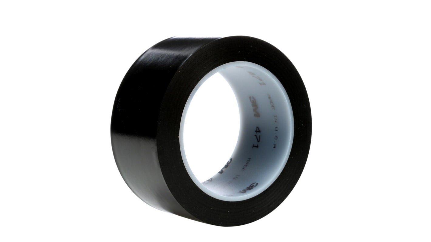3M 471 Vinyl Trassierband Schwarz Typ Klebeband für Fußböden, Stärke 0.13mm, 2Zoll x 1296Zoll