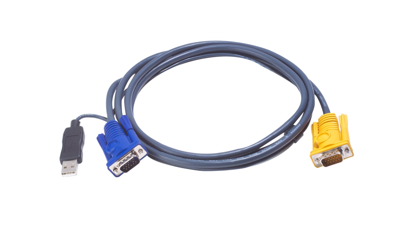Kabel KVM, VGA - USB A, kolor: Niebieski, Aten