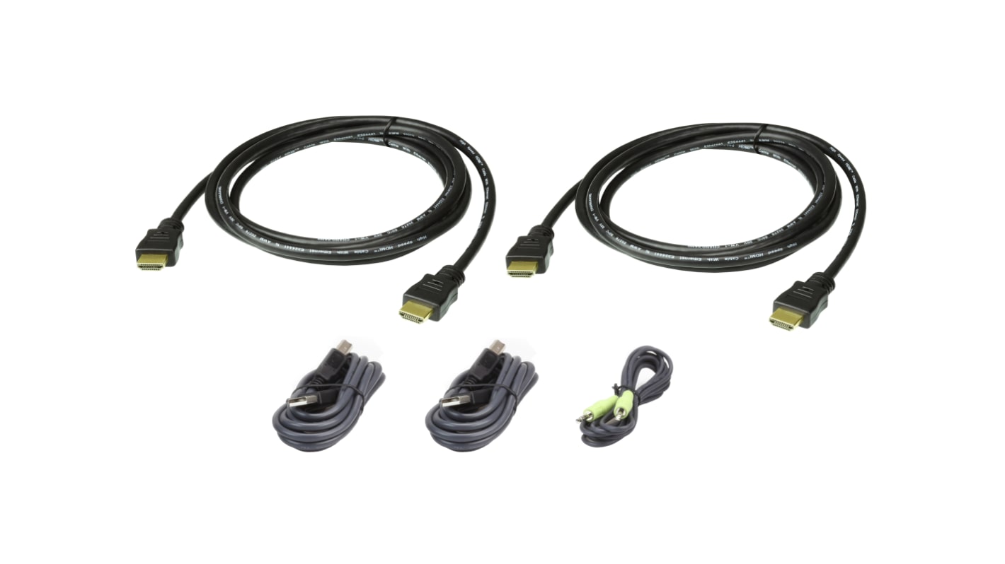 Kabel KVM, Gniazdo audio 3.5 mm, HDMI, USB A - Gniazdo audio 3.5 mm, HDMI, USB B, kolor: Czarny, Aten
