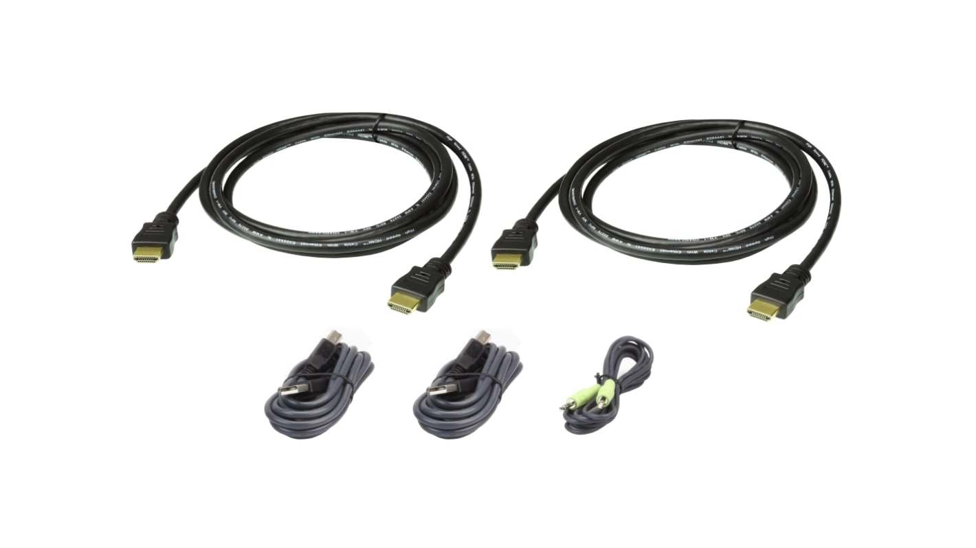 Aten Male 3.5mm Audio Jack, HDMI, USB A to Male 3.5mm Audio Jack, HDMI, USB B KVM Cable