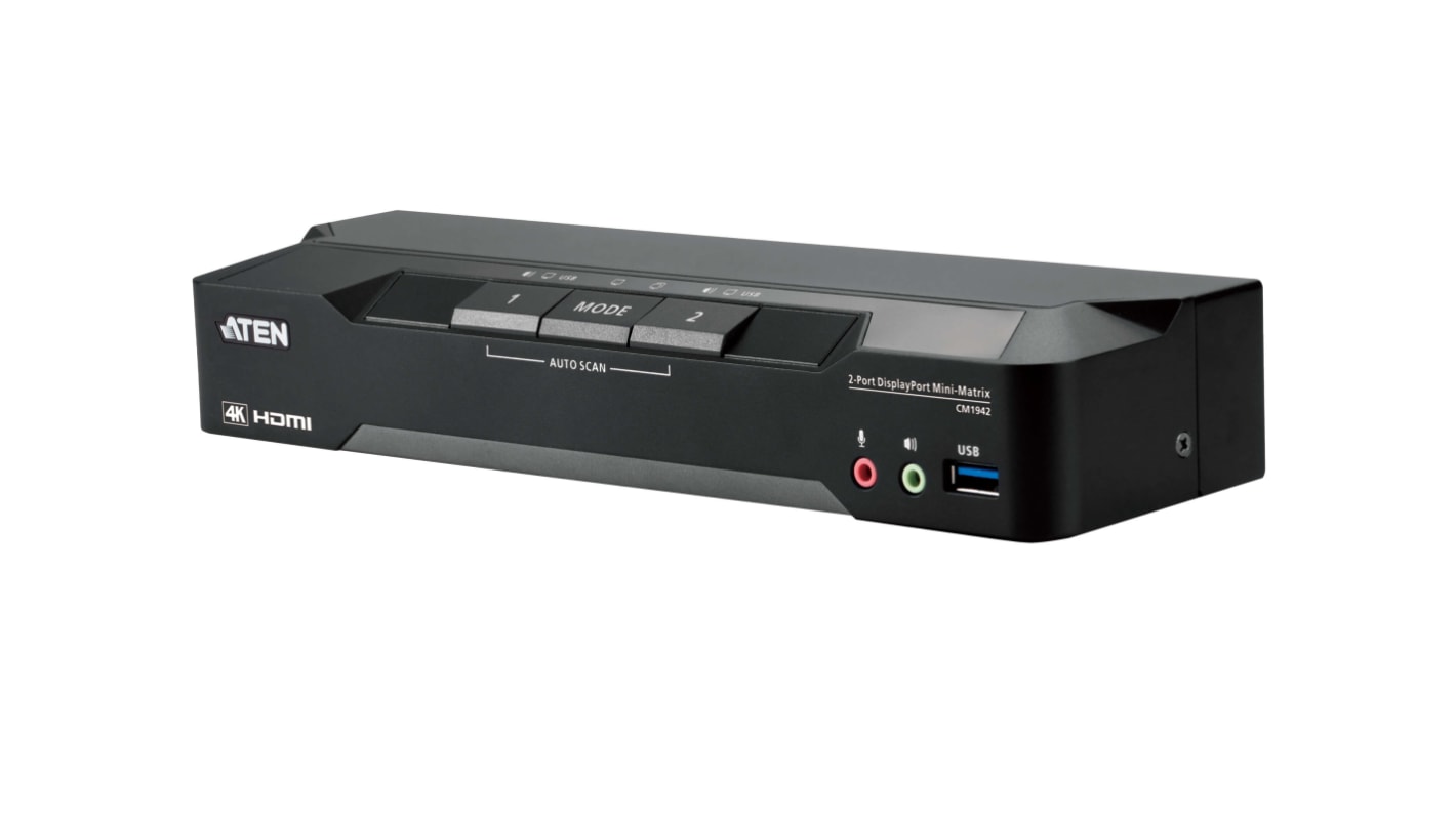 Przełącznik KVM 3.5 mm Jack CM1942, 2-portowy USB, Aten DisplayPort