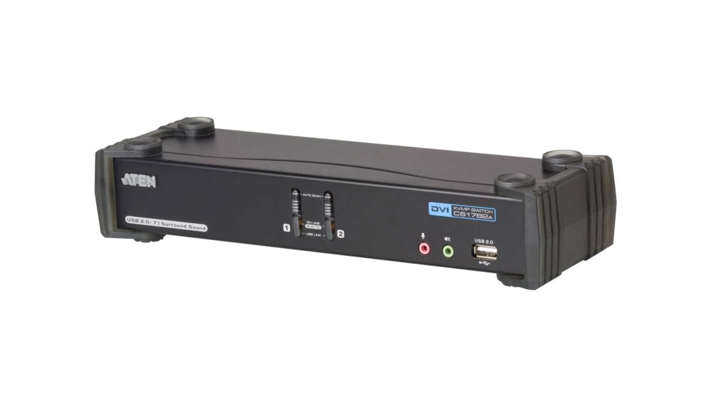 Aten 2 Port USB DVI KVM Switch, Stereo 2560 x 1600 Maximum Resolution