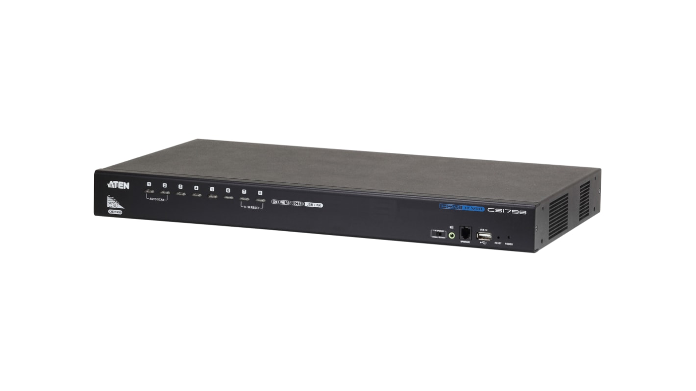 Aten 8 Port USB HDMI KVM Switch, 3.5 mm Jack 1920 x 1200 Maximum Resolution
