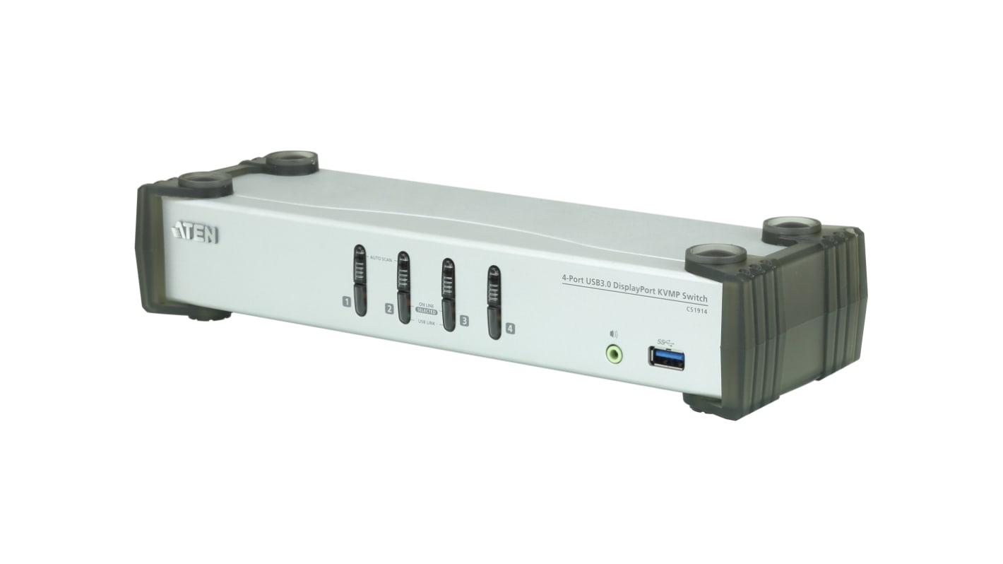 Aten KVM切换器, 4端口, 最大分辨率3840 x 2160, DisplayPort视频接口, 立体声音频接口