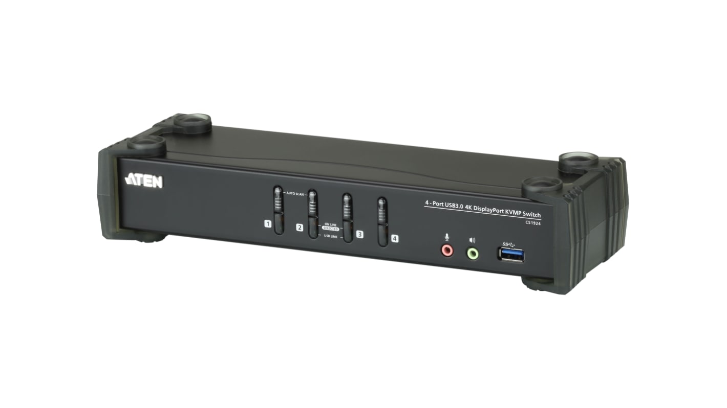 Aten 4 Port USB DisplayPort KVM Switch, Stereo 4096 x 2160 Maximum Resolution