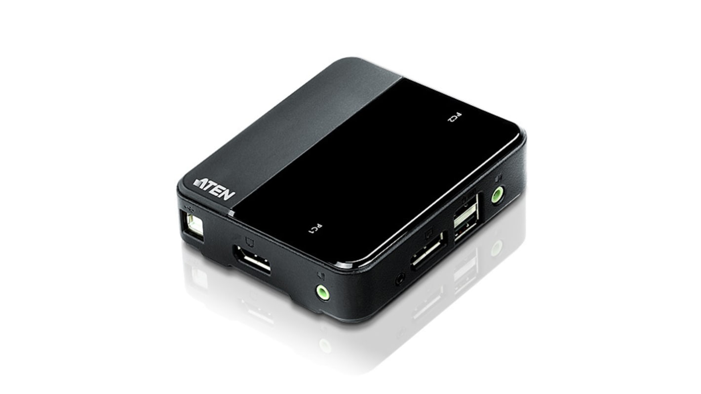 Aten KVM切换器, 2端口, 最大分辨率4096 x 2160, DisplayPort视频接口, 3.5 mm Jack音频接口