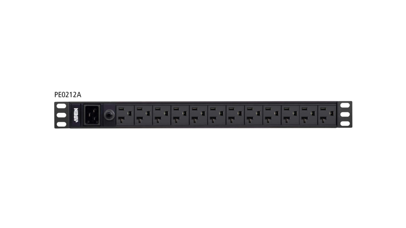 Aten NEMA 5-20R 12 Gang Power Distribution Unit, 3.048m Cable, 16A, 100 → 240 V ac, Surge Protected