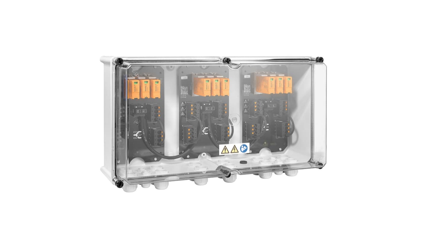 Weidmüller PVN Series Grey, Transparent Polycarbonate, Polyester Glass Fibre Reinforced Junction Box, IP65, 6