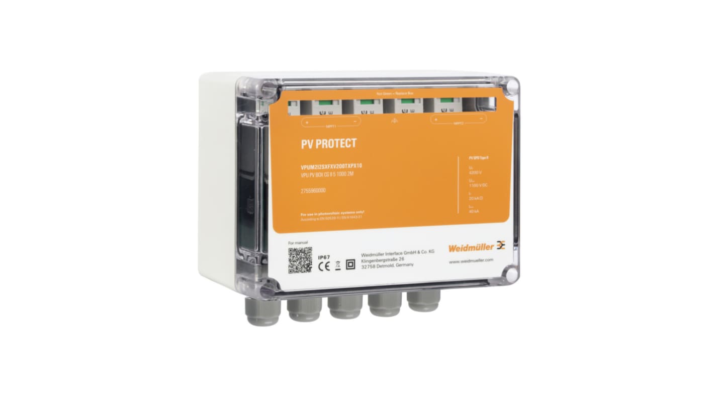 Weidmüller Surge Arrester, 20kA, 1000V dc, Screw Mount Mount