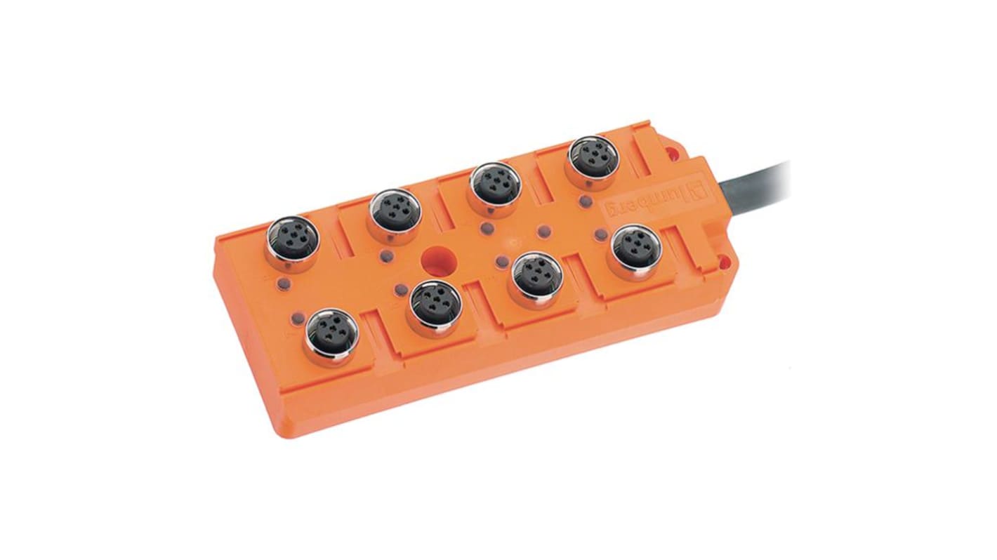 Lumberg Automation 111 Series Sensor Box, M12, 10m cable, 8 way, 8 port