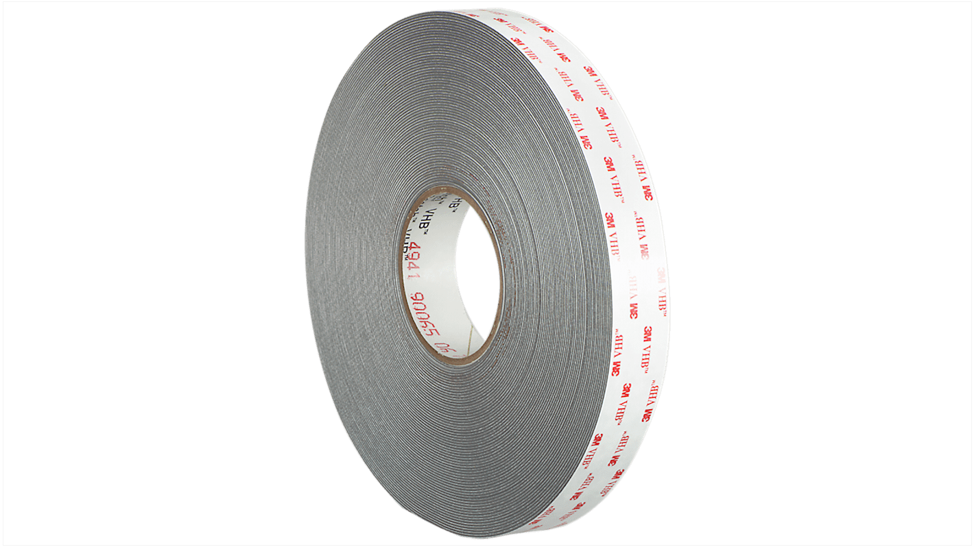 Cinta de espuma Acrílico 3M 4941 de color Gris, 12.0mm x 33.0m, grosor 1.10mm