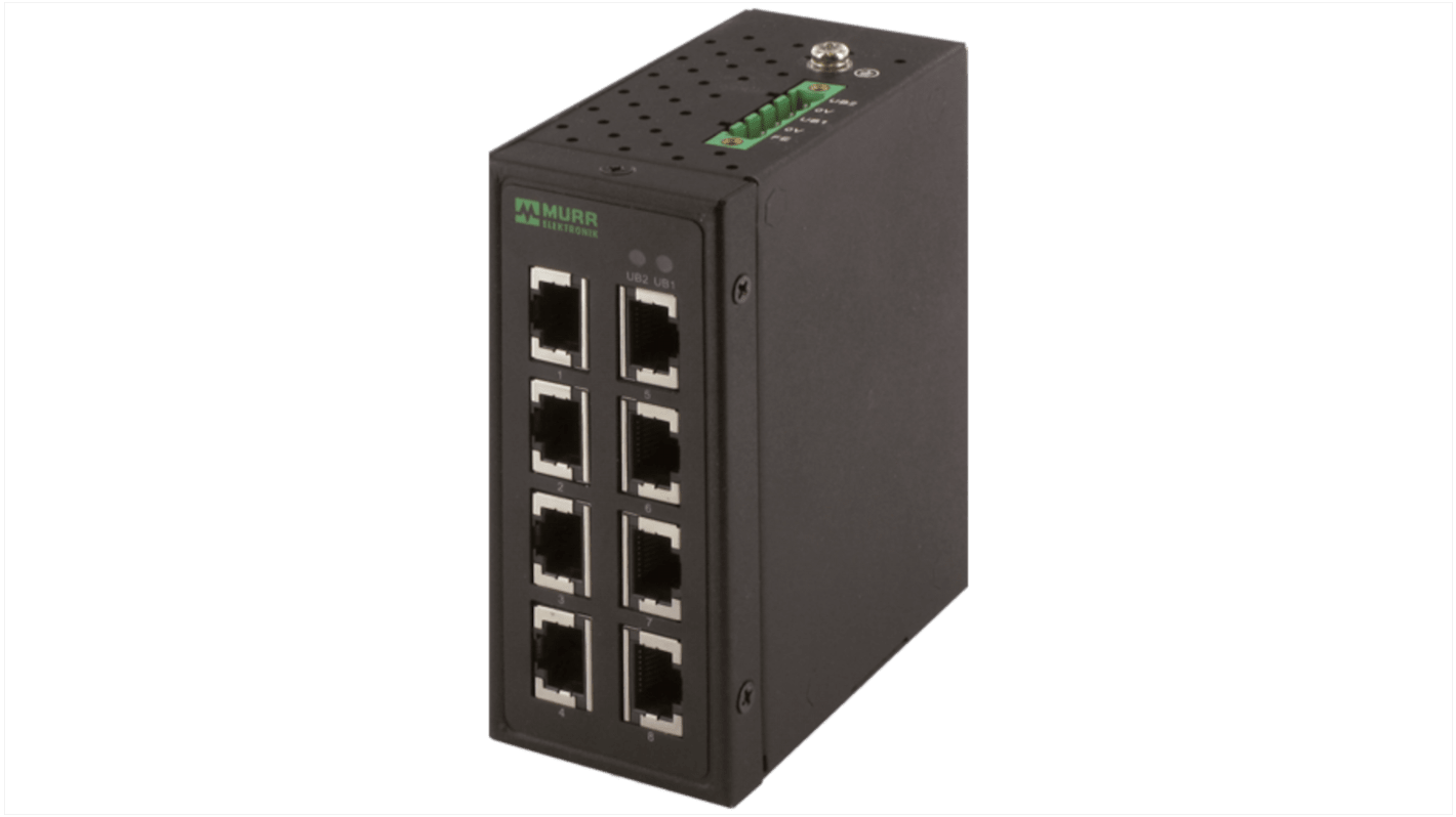 58 Netzwerk-Hub, 8 x RJ45 / 100Mbit/s für DIN-Schienen, 9 → 48V dc