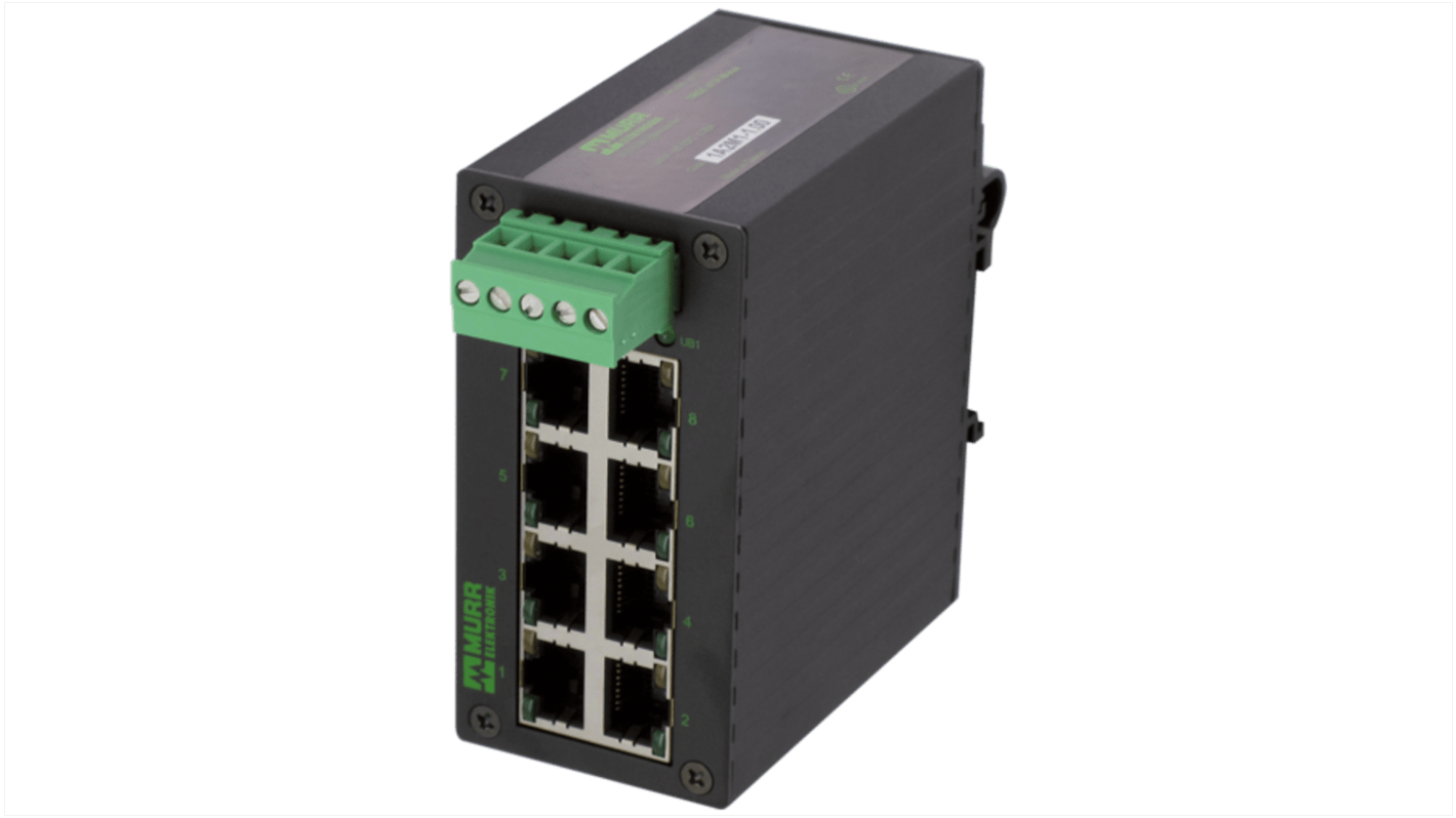 Murrelektronik Limited 8口网络扩展器, 1000Mbit/s, 9 → 48V 直流, DIN卡轨安装安装, 58系列