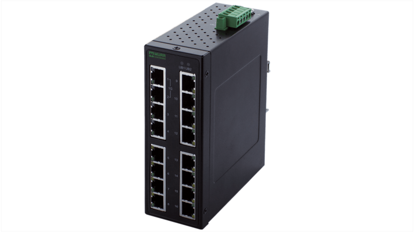 Murrelektronik Limited 16口网络扩展器, 1000Mbit/s, 9 → 48V 直流, DIN卡轨安装安装, 58系列