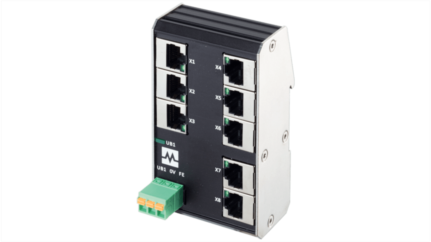 Murrelektronik Limited 8口网络扩展器, 100Mbit/s, 9 → 36V 直流, DIN卡轨安装安装, 58系列
