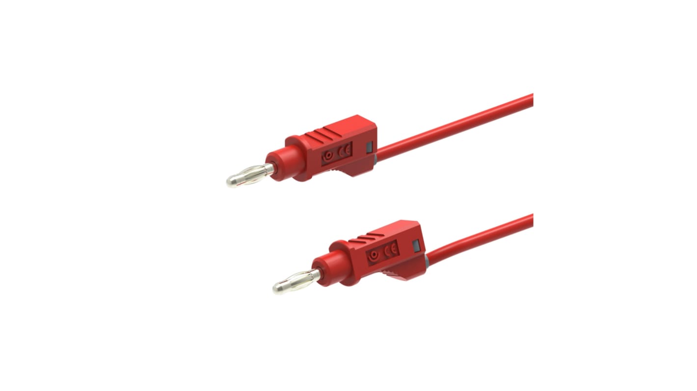 Electro PJP Plug, 12A, 30/60V ac/dc, Red, 50mm Lead Length