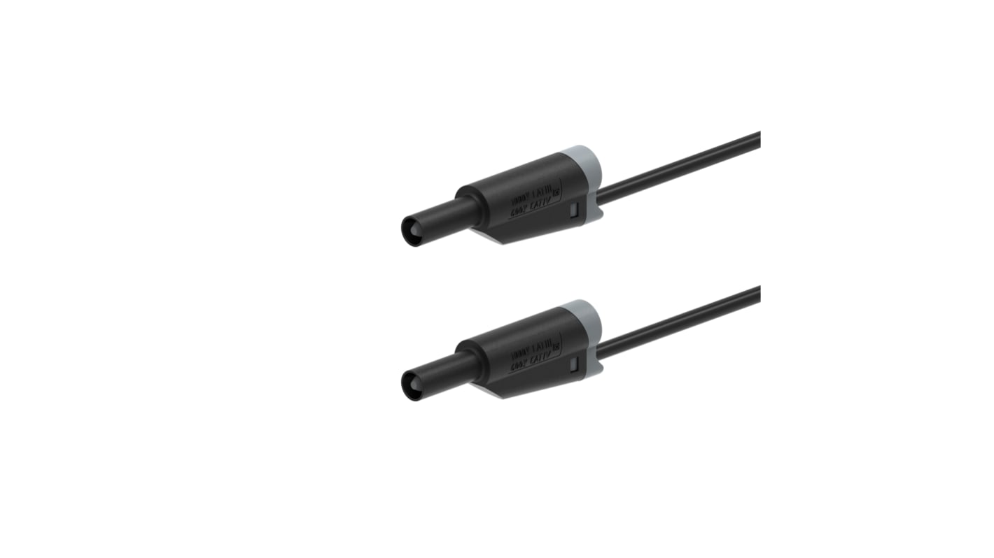 Plug, 12A, 1kV, Black, 100mm Lead Length