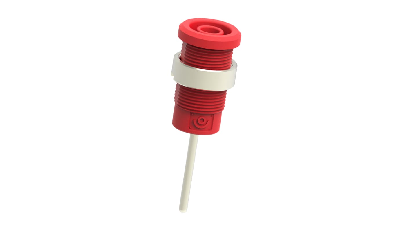 Red Female Banana Socket, 4 mm Connector, Pin Termination, 36A, 1kV, Nickel Plating