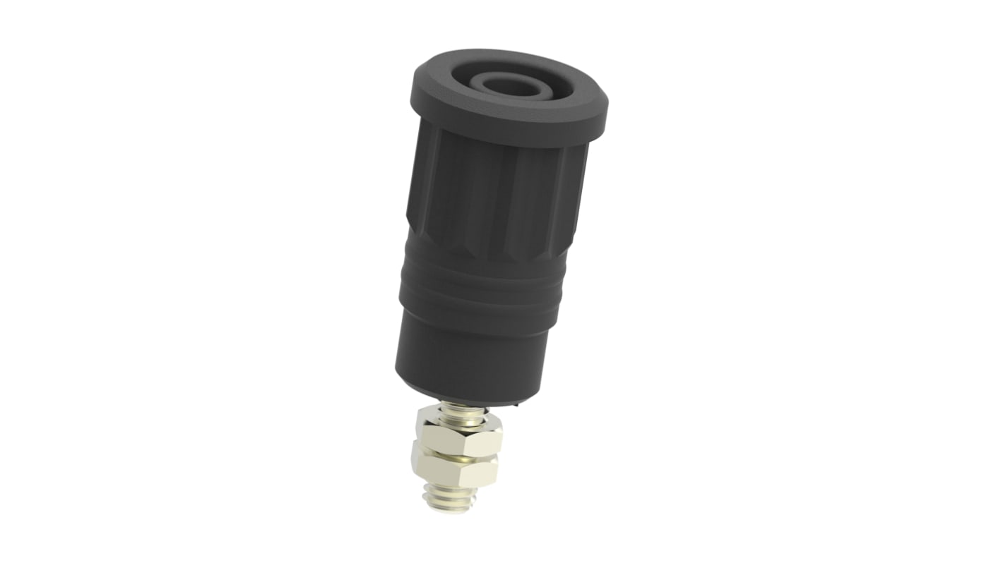Electro PJP Black Female Banana Socket, 4 mm Connector, Press Fit Termination, 36A, 1kV, Nickel Plating