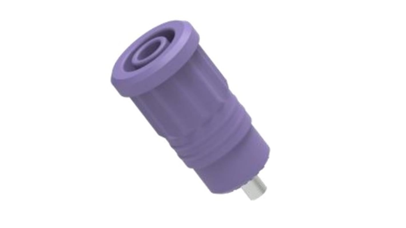 Blue Female Banana Socket, 4 mm Connector, Press Fit Termination, 25A, 1kV, Nickel Plating