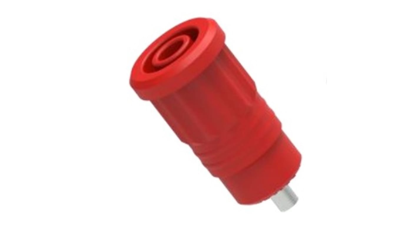 Electro PJP Red Female Banana Socket, 4 mm Connector, Press Fit Termination, 25A, 1kV, Nickel Plating
