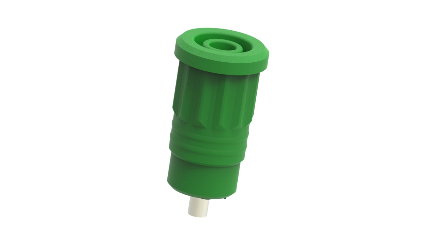 Electro PJP Green Female Banana Socket, 4 mm Connector, Press Fit Termination, 25A, 1kV, Nickel Plating