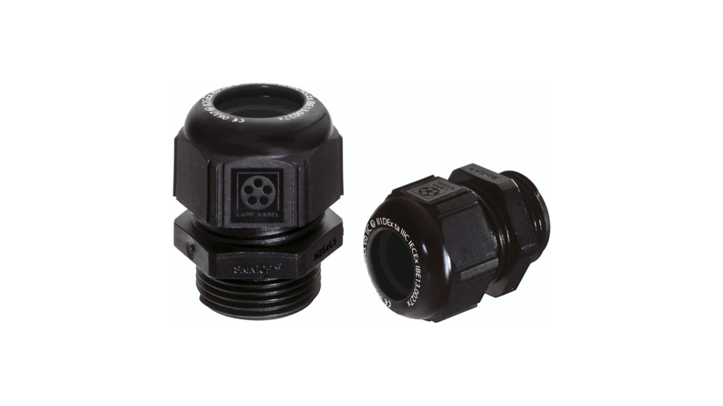 Prensaestopas Lapp 5411 de Poliamida Negro, rosca M25, IP66, IP68