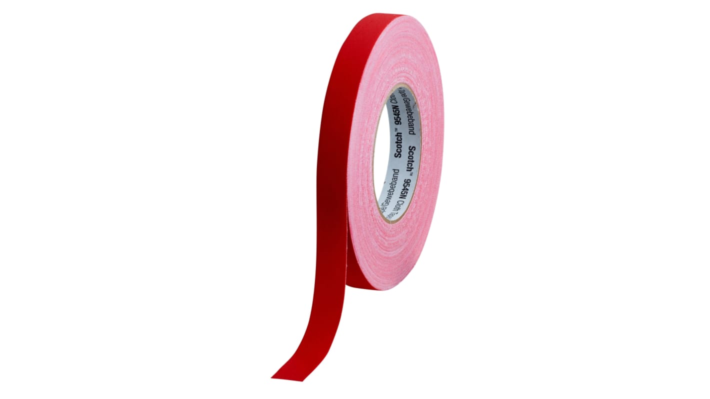 Cinta adhesiva de tela, PVC 3M 9545N de color Rojo, 19mm x 50m, grosor 0.3mm