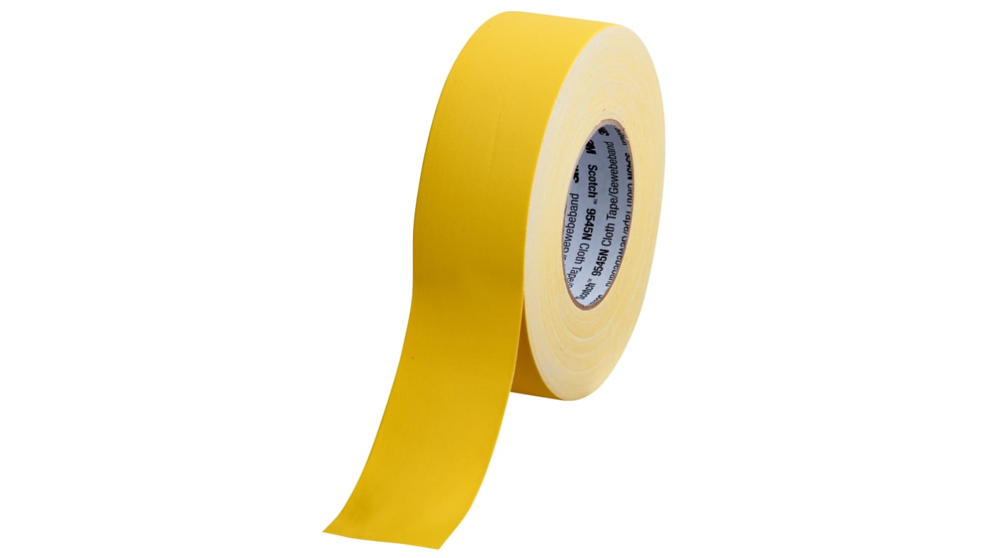 Cinta adhesiva de tela, PVC 3M 9545N de color Amarillo, 50mm x 50m, grosor 0.3mm