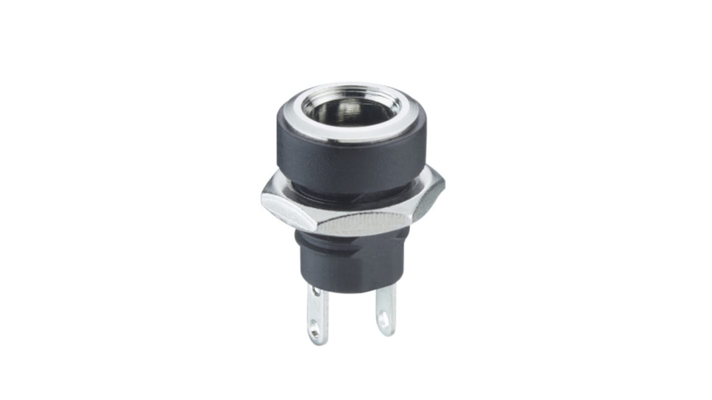 Lumberg, 1614 DC Socket Rated At 2A, 30 V, PCB Mount, length 18mm, Nickel Plated