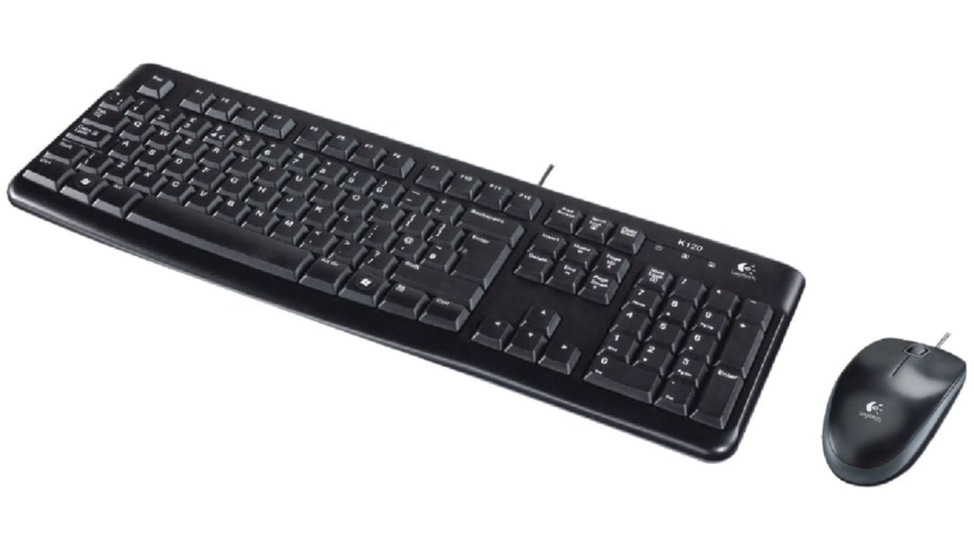 Juego de teclado y ratón Logitech 920-002540, Negro, Cableado, QWERTZ, Teclado numérico