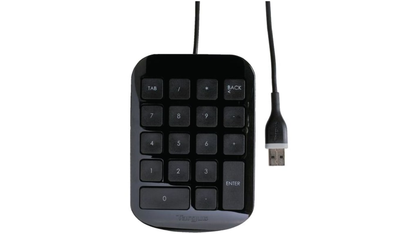 Targus Minitastatur, med kabel, Sort, USB Numerisk tastatur, Numerisk